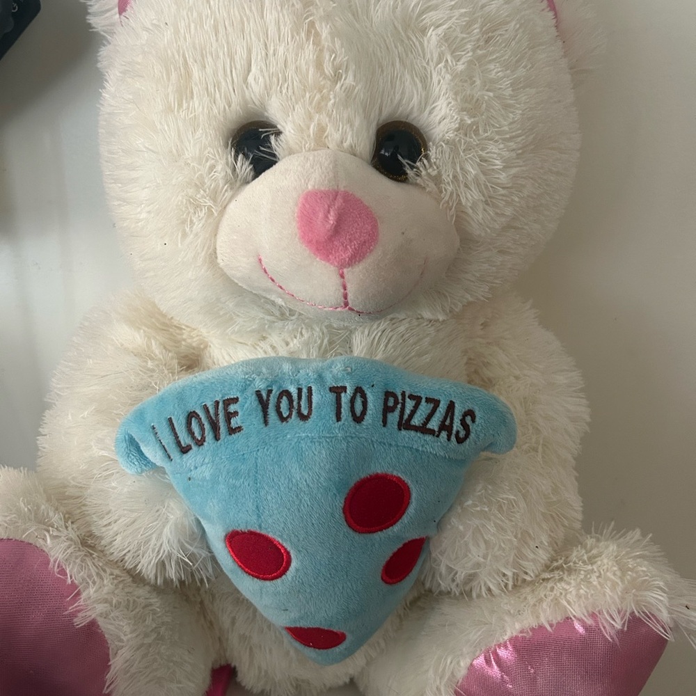 Adorable White Teddy Bear with Pink Accents